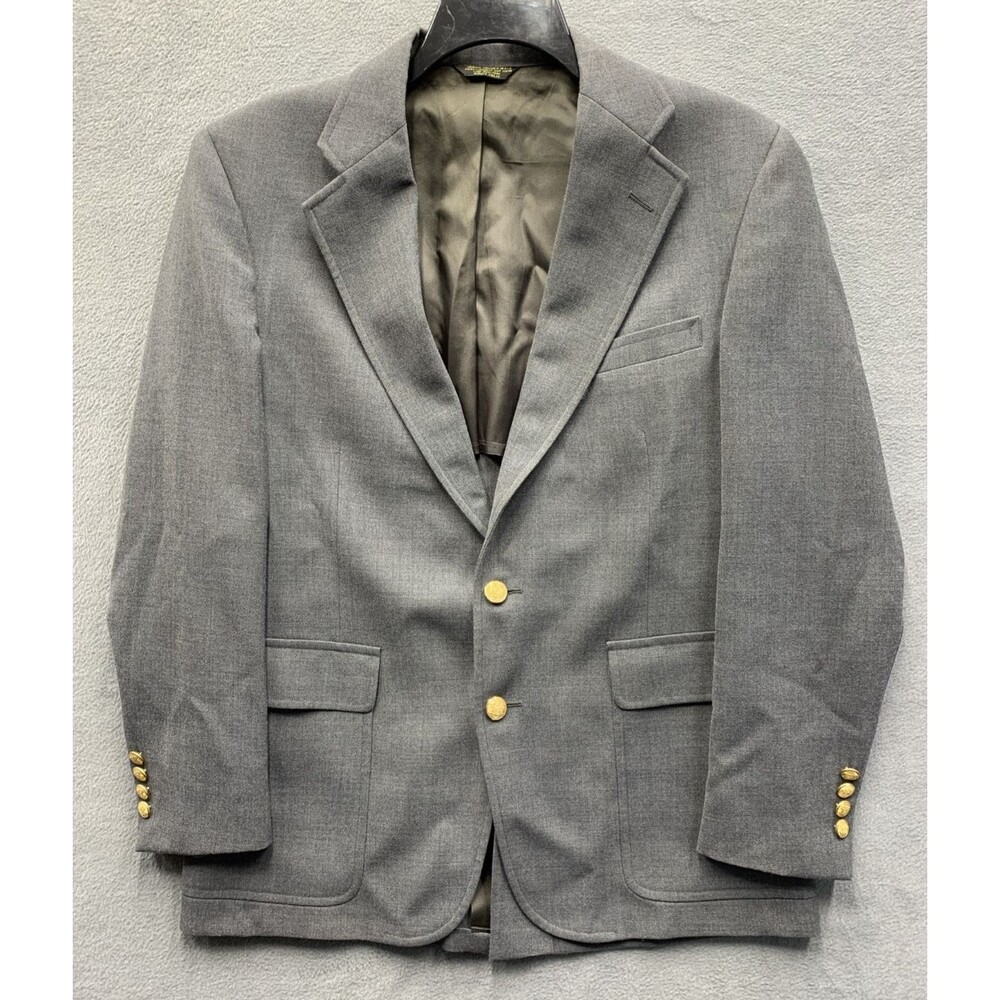 Palm Beach Blazer Sport Coat Mens 44R Gray Gold Button Single Vented Notch
